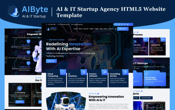 AIByte – AI and IT Startup Agency HTML5 Website Template — Template by Templatemonster