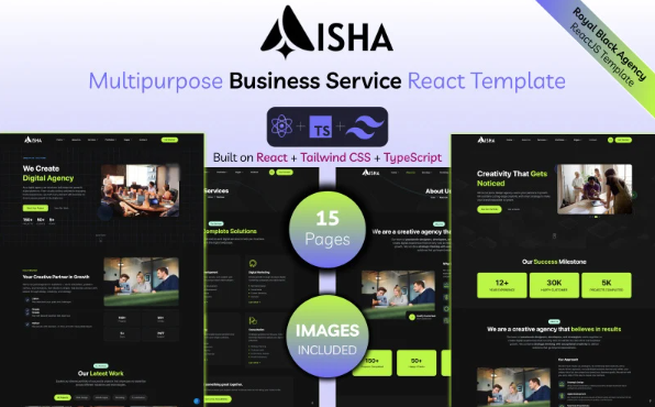 AISHA - Royal Black Multipurpose React Template