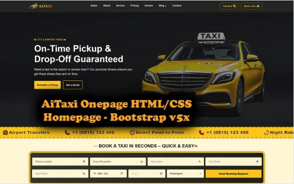 AITAXI – Modern Taxi Service Onepage Website Template (HTML & CSS) — Template by Templatemonster