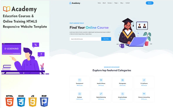 Academy - Education Courses & Online Training HTML5 Responsive Website Template