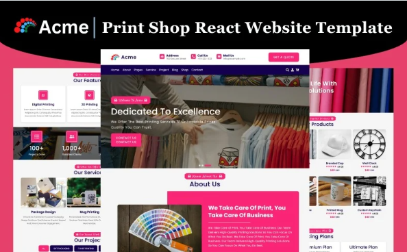 Acme – Print Shop React Website Template — Template by Templatemonster