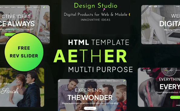 Aether Multipurpose and One Page Parallax HTML5 Template — Template by Templatemonster