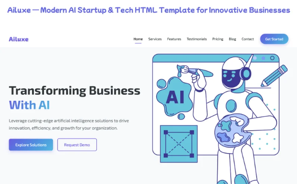 Ailuxe — Modern AI Startup & Tech HTML Template for Innovative Businesses