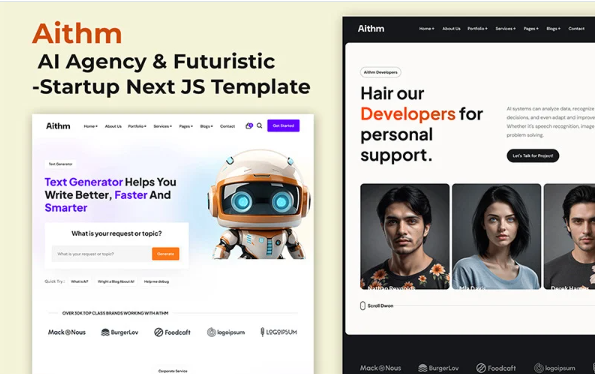 Aithm – AI Agency & Futuristic Startup Next JS Template — Template by Templatemonster