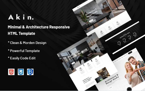 Akin – Minimal & Architecture Responsive Website Template — Template by Templatemonster