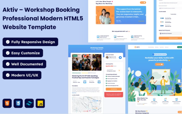 Aktiv – Workshop Booking Professional Modern HTML5 Website Template