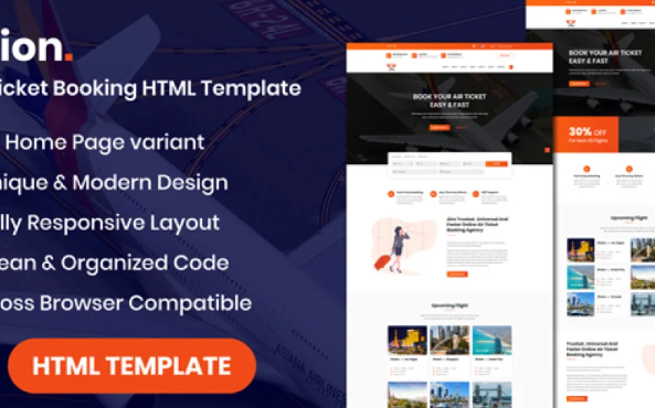 Arion – Air Ticket Booking Html Template — Template by Templatemonster