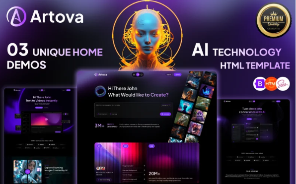 Artova – Multipurpose AI Generator & AI Technology Agency HTML Template — Template by Templatemonster