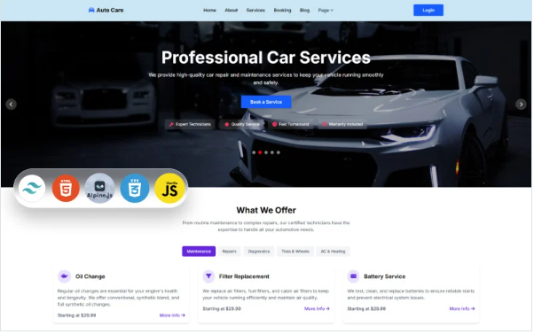 Auto Care – Car Service & Auto Mechanic tailwindcss — Template by Templatemonster