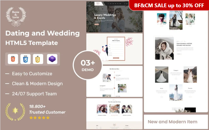 BanieLorie – Dating and Wedding Photography Bootstrap HTML5 Website Template