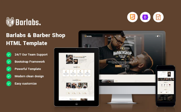 Barlabs – Barber Shop Website Template — Template by Templatemonster