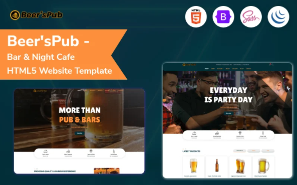 Beer’sPub – Bar & Night Cafe HTML5 Website Template — Template by Templatemonster