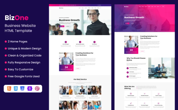 BizOne – Business Website HTML Template — Template by Templatemonster