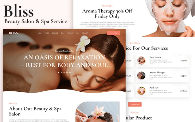 Bliss - Beauty Salon & Spa Service HTML5 Template Website Template