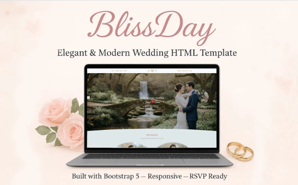 BlissDay – Elegant & Modern Wedding HTML Template
