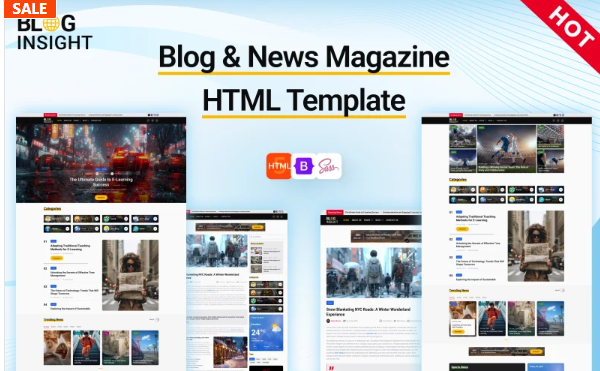 Blog Insight - Blogging and Magazine HTML Template with Multi-Layout Options Website Template