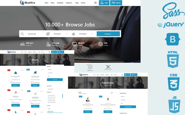 BlueHire – Job Portal Html5 & Css3 Web Site Template — Template by Templatemonster
