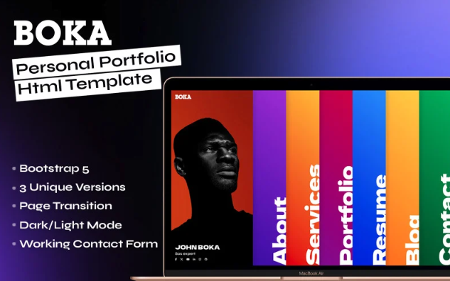 Boka - Personal portfolio html template Website Template