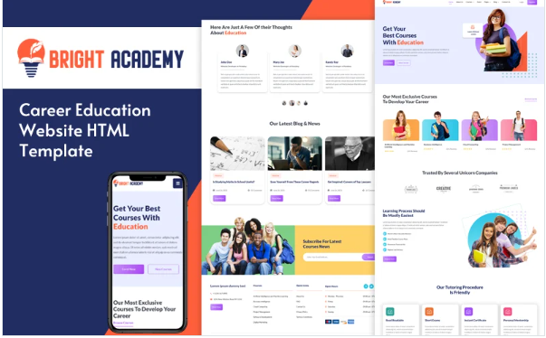 Bright Academy — Online Academy & Education Consultant Website Template (HTML) — Template by Templatemonster