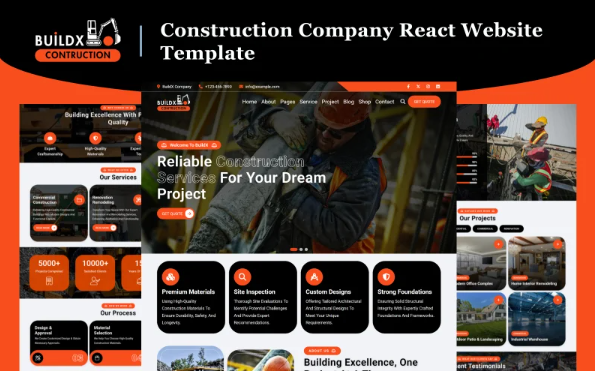 BuildX – Construction Company React Website Template — Template by Templatemonster