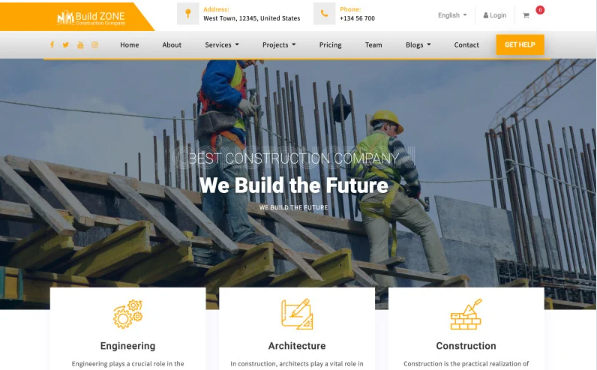 BuildZone – Architecture and Construction Company Website Template