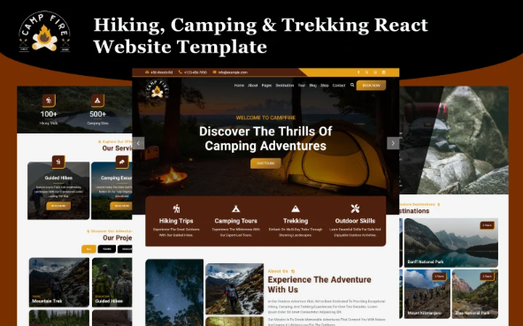 Campfire – Hiking, Camping and Trekking React Website Template — Template by Templatemonster