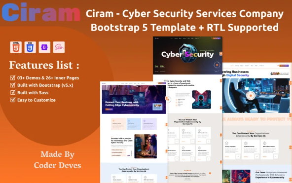 Ciram – Cyber Security Services Company Bootstrap 5 Template + RTL Supported — Template by Templatemonster