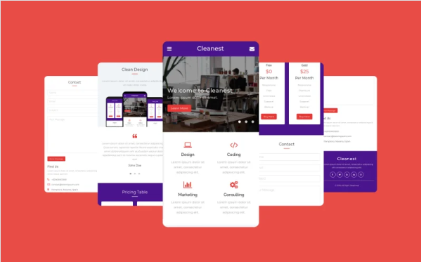 Cleanest – Mobile Website Template — Template by Templatemonster