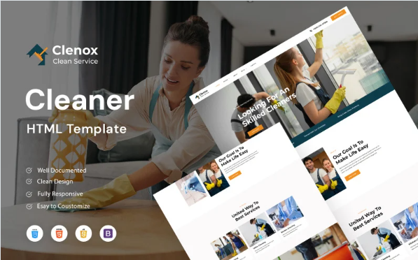 Cleanox cleaning and maintenance service HTML website template layout preview