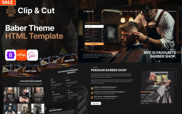 Clip & Cut - Barber shop and Hair Salon HTML Website Template