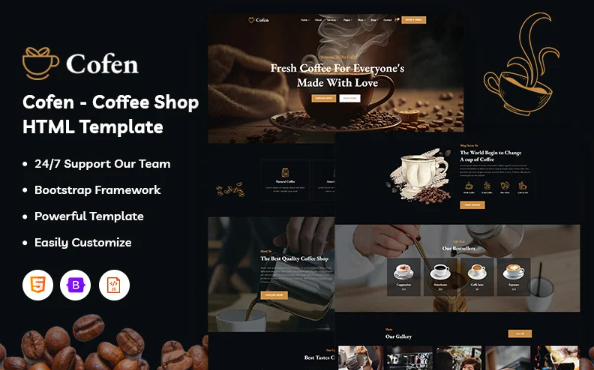 Cofen – Coffee Shop Website Template — Template by Templatemonster