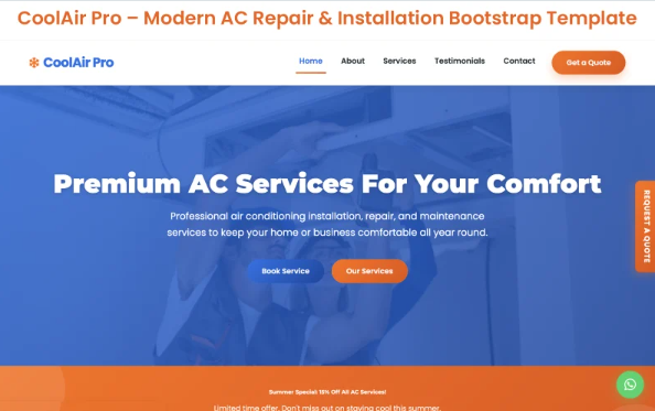CoolAir Pro – Premium AC Services & HVAC Solutions HTML Template
