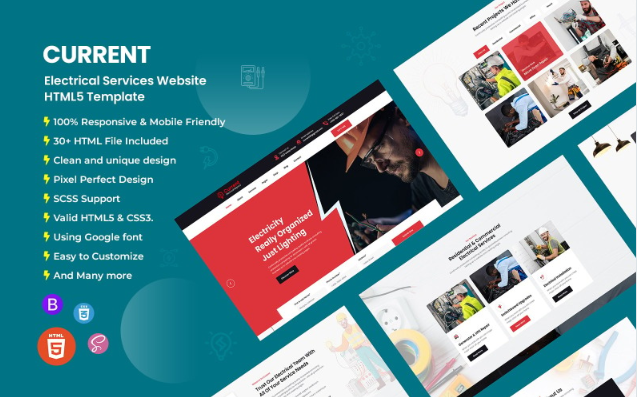 Current - Electrical Services HTML5 Template Website Template