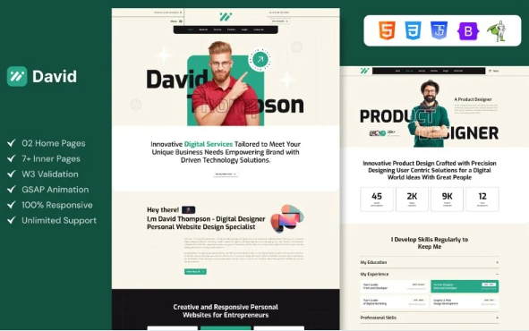 David – Personal Portfolio HTML Template — Template by Templatemonster