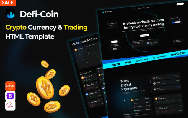 DefiCoin - Crypto Currency Trading HTML5 Template Website Template