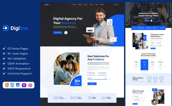 Digiline – Digital Marketing Agency HTML Template — Template by Templatemonster