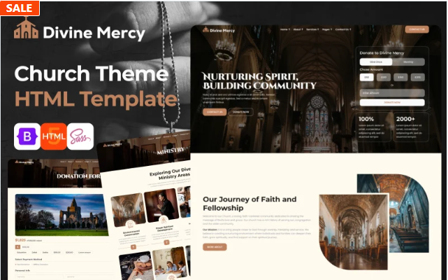 Divine Mercy - Church HTML Template with Events, Donations & Sermons Website Template