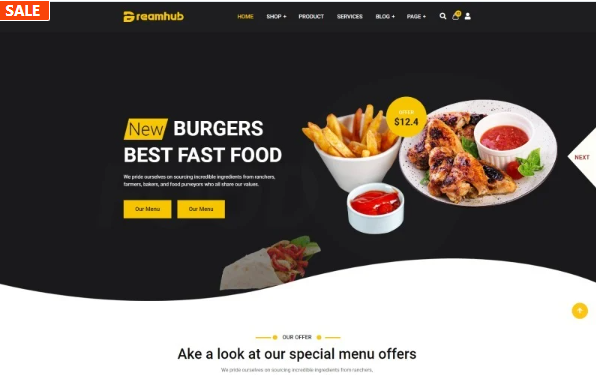 Dreamhub Fast Food & Delivery HTML5 Template — Template by Templatemonster