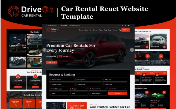 DriveOn – Car Rental React Website Template — Template by Templatemonster