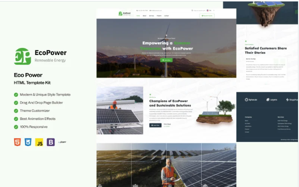 Ecopower – Responsive HTML Website Template for Green Energy & Solar Solutions — Template by Templatemonster