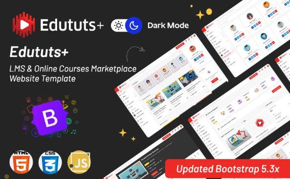 Edututsplus – LMS & Online Courses Marketplace Website Template — Template by Templatemonster