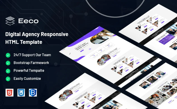 Eeco – Digital Agency Responsive Website Template — Template by Templatemonster