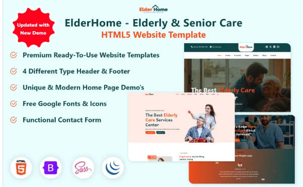 ElderHome – Elderly & Senior Care HTML5 Website Template — Template by Templatemonster