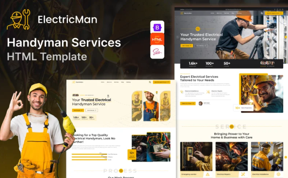 Electric Man – Handyman & Electrical Repair Services HTML5 Template — Template by Templatemonster