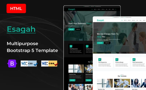 Esagah – Multipurpose Bootstrap 5 HTML Template — Template by Templatemonster