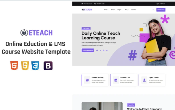 Eteach – Online Eduction &LMS Course HTML Website Template — Template by Templatemonster