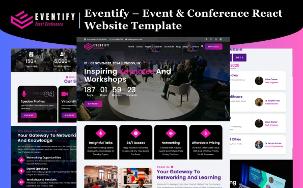 Eventify – Event & Conference React Website Template — Template by Templatemonster