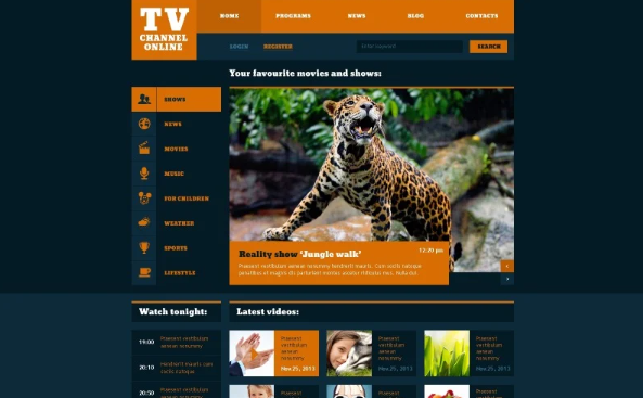 Fashionable TV Channel Website Template