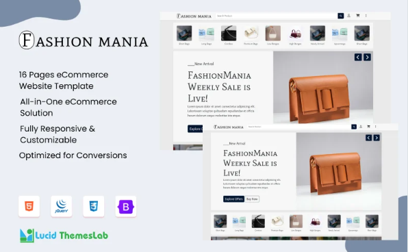 Fashionmania | Ecommerce Website Template for clothes, handbags and all ecommerce store — Template by Templatemonster