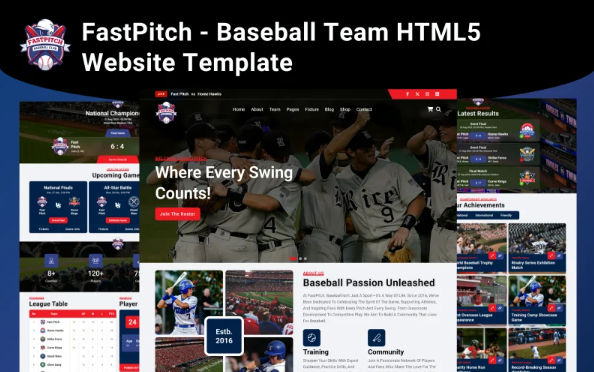 FastPitch - Baseball Team HTML5 Website Template